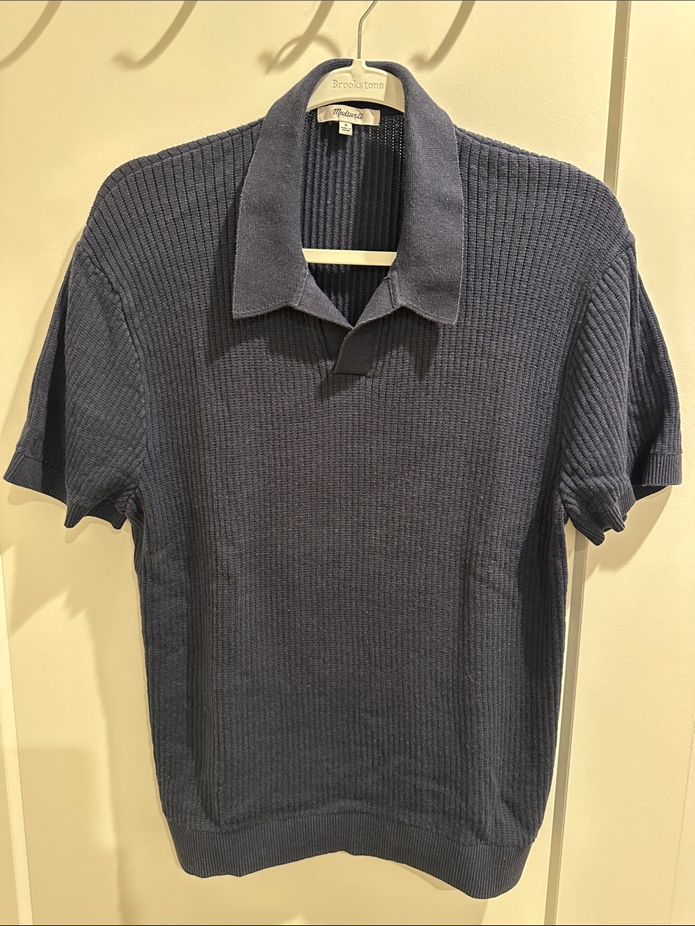 Madewell Men’s Navy Ribbed Short-Sleeve Polo